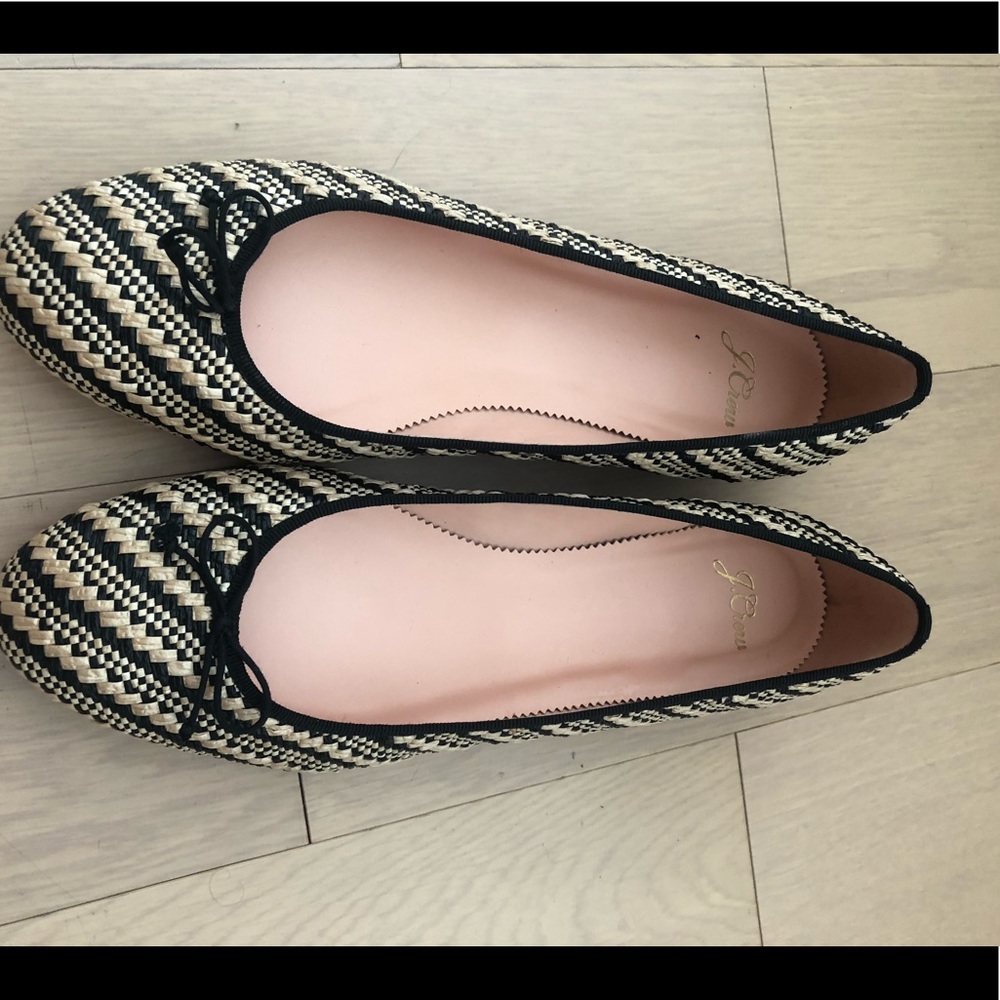 J Crew Kiki ballet flats in raffia stripes